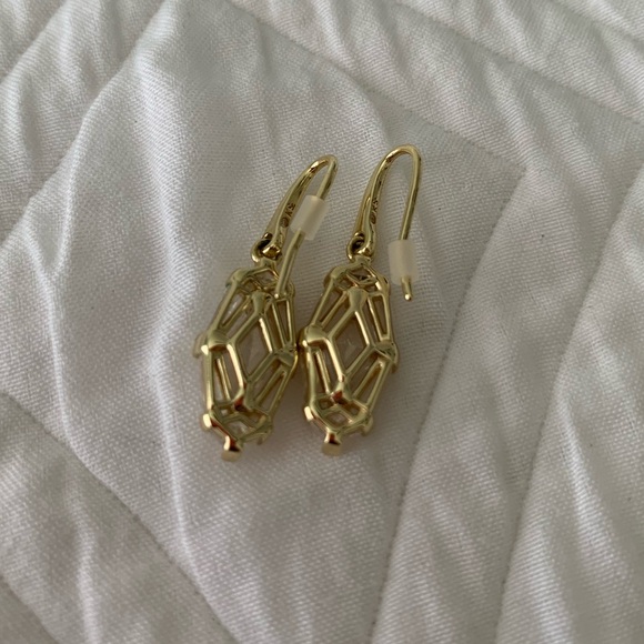 Lindy Rae Gold Drop Earrings in White CZ - Picture 5 of 5